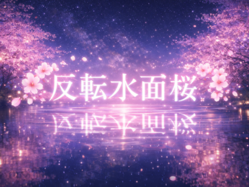 反転水面桜の画像